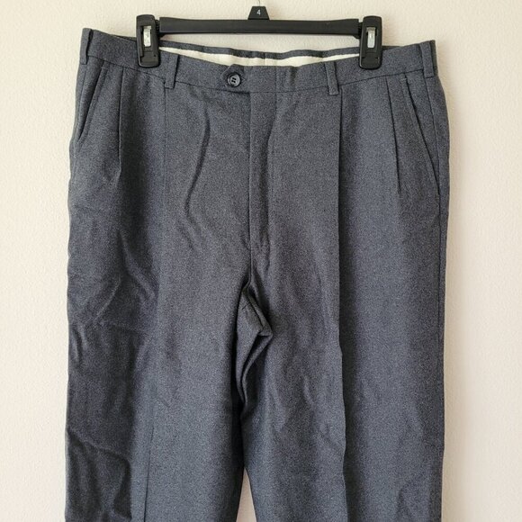 Christian Dior 100% Virgin Wool Vintage Men's Gray Pleated Dress Pants - Picture 2 of 5